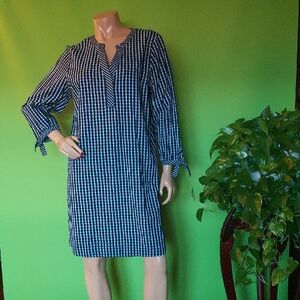 crown & ivy Navy and White Gingham Medi Dress, Sz. XL